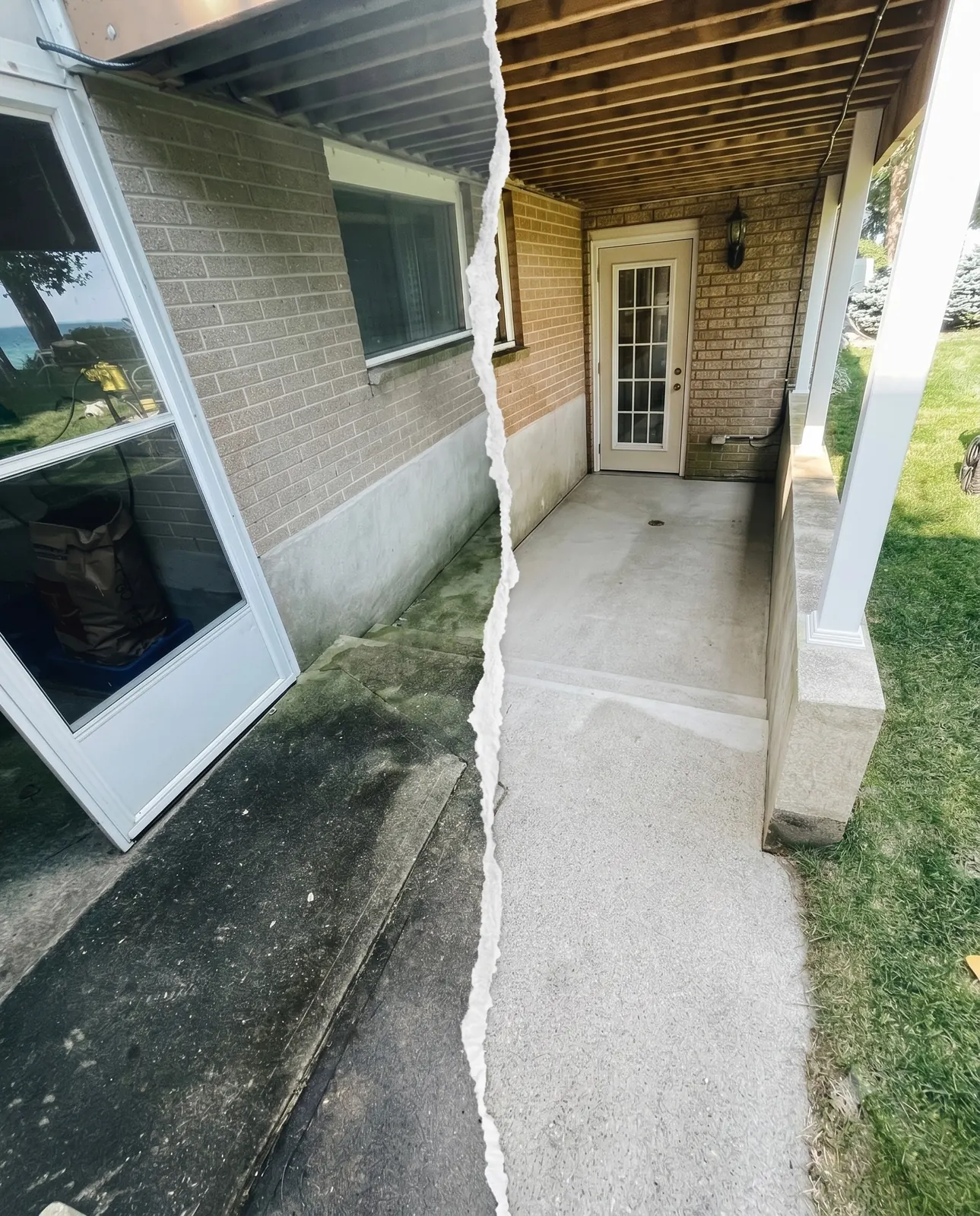 Concrete pressure washing before and after — Sarnia area